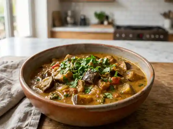 Curry d'aubergines fondant au lait de coco - Photo de présentation
