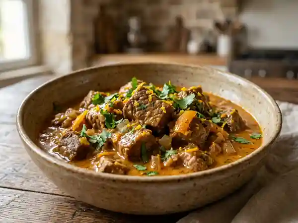 Curry de bœuf à l'orange savoureux et parfumé - Photo de présentation