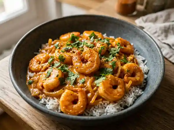 Curry de crevettes onctueux au coco - Photo de présentation
