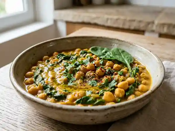 Curry de pois chiches aux épinards frais : recette légère, savoureuse et facile - Photo de présentation