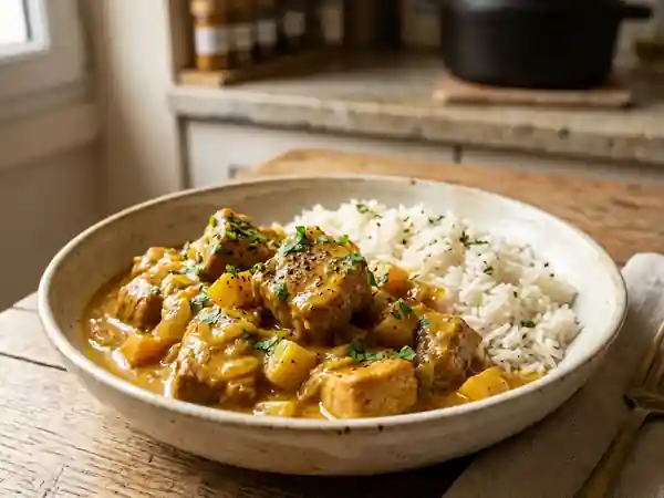 Curry de porc fondant au cidre et pommes - Photo de présentation