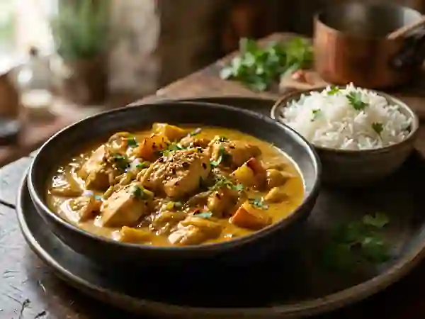 Curry de poulet coco et pommes - Photo de présentation