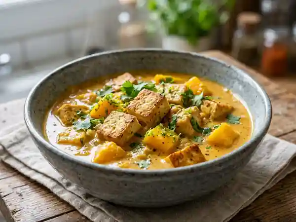 Curry léger à la mangue et tofu : recette saine et savoureuse - Photo de présentation