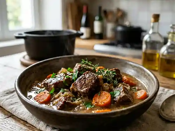 Daube de bœuf mijotée au vin blanc : recette traditionnelle savoureuse - Photo de présentation