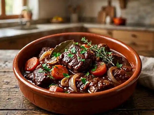 Daube de bœuf fondante au vin rouge - Photo de présentation