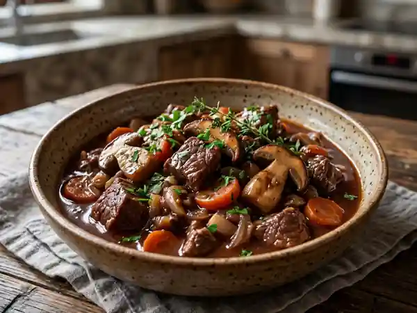 Daube de cèpes fondante au vin rouge - Photo de présentation