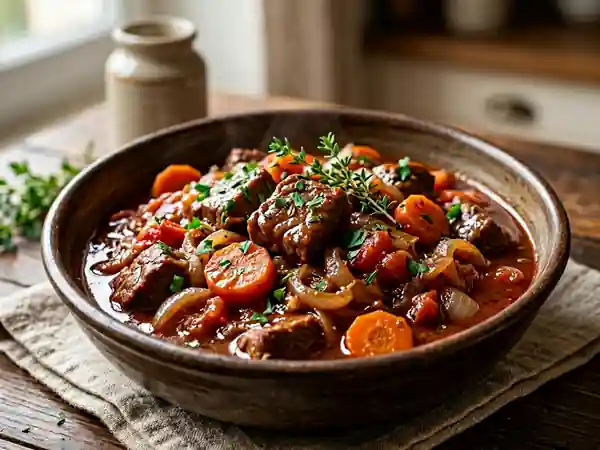 Daube de veau fondante au vin rouge et thym - Photo de présentation