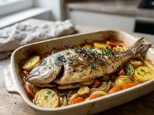 Daurade au Four Façon Bourgeoise : Recette Élégante et Savoureuse - Photo de présentation