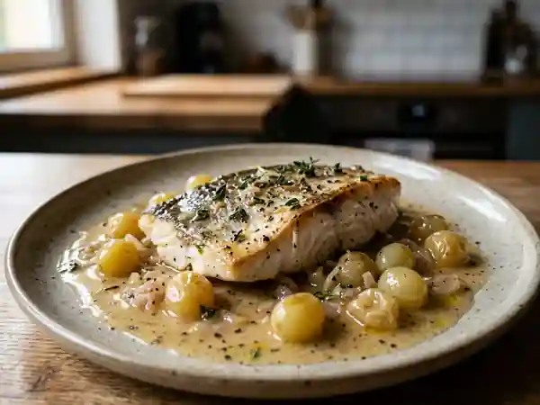 Daurade au vin blanc et raisins : recette savoureuse et raffinée - Photo de présentation