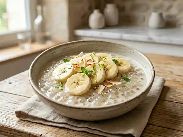 Bananes fondantes au lait de coco et tapioca - Photo de présentation