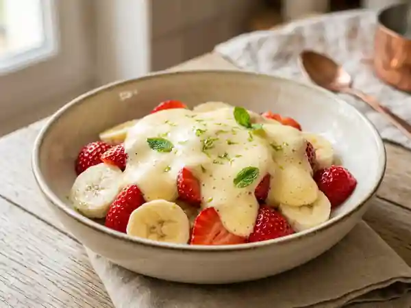 Duo de Fraises et Bananes au Sabayon Vanillé - Photo de présentation