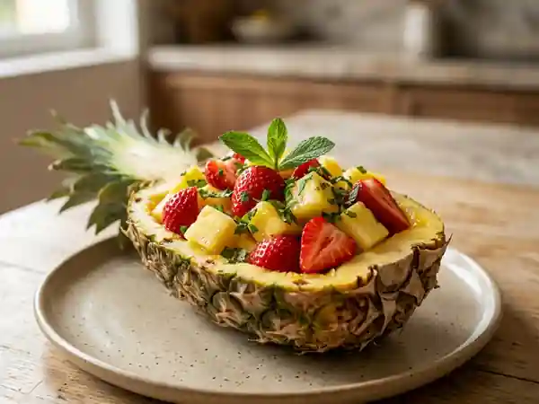 Délice de Fraises fraîches en Coque d'Ananas - Photo de présentation