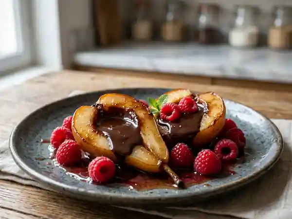Délice de Poires Aurélie, Framboises et Chocolat Fondant - Photo de présentation