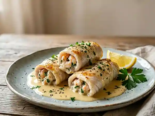 Délice de soles roulées aux crevettes : recette gourmande et raffinée - Photo de présentation