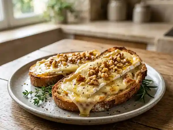 Tartines au Brie Coulant, Miel et Noix Croquantes - Photo de présentation