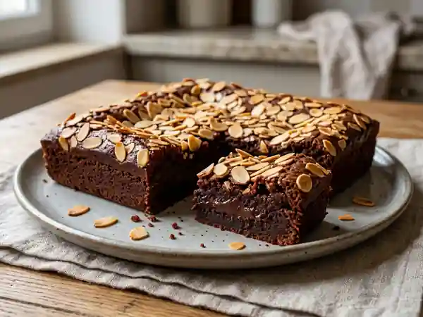 Pavé fondant chocolat et amandes craquantes - Photo de présentation