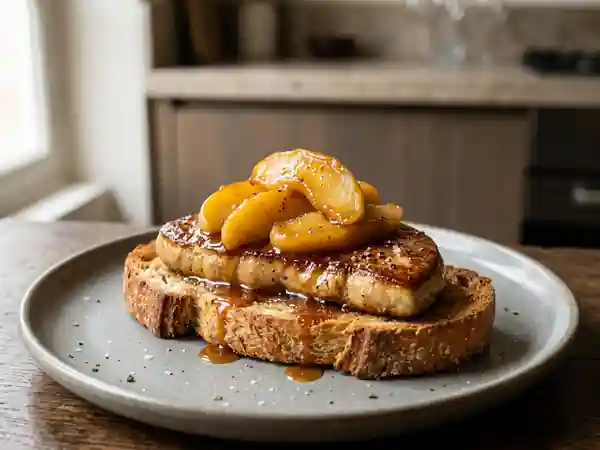 Délice fondant de foie gras aux pommes caramélisées - Photo de présentation
