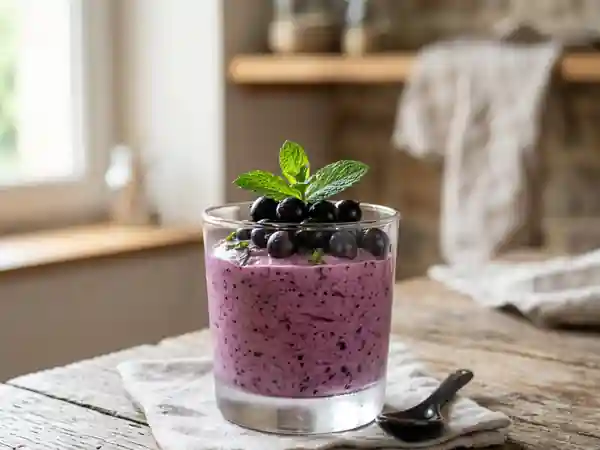 Mousse aérienne au cassis et menthe fraîche - Photo de présentation