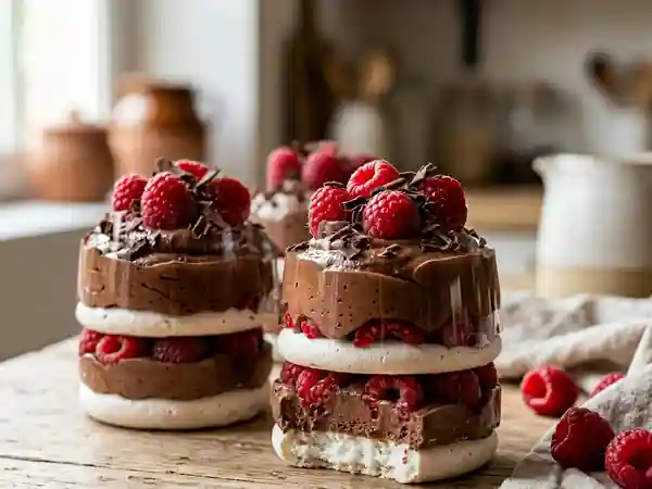 Merveilleux fondant chocolat et framboises - Photo de présentation