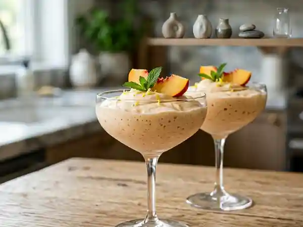 Délice mousseux à la pêche : crème légère et fruitée - Photo de présentation