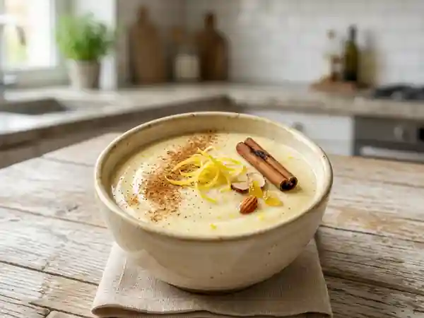 Délice onctueux de crème à la cannelle et citron - Photo de présentation