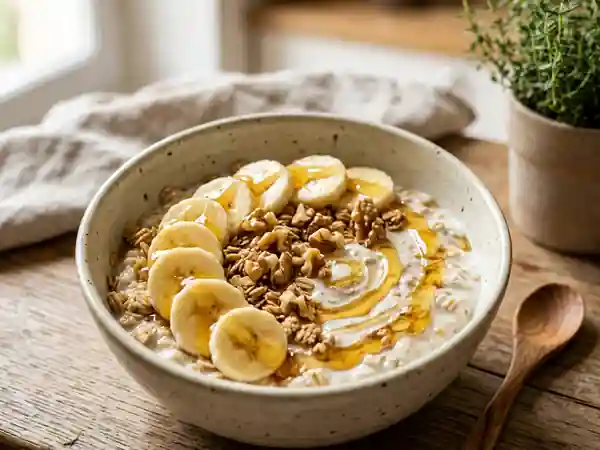Bowl onctueux banane, miel et noix - Photo de présentation