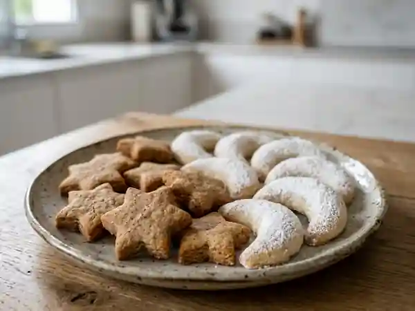 Délices d'Étoiles à la Cannelle et Lunes Blanches : Biscuits Festifs et Gourmands - Photo de présentation