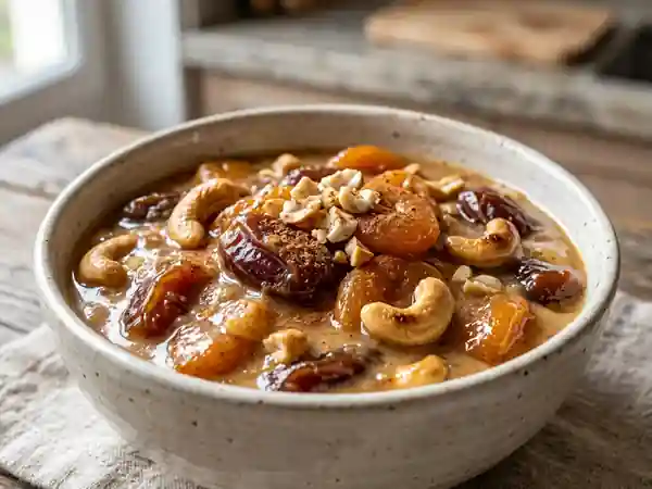 Crème fondante aux dattes, abricots et cajou - Photo de présentation