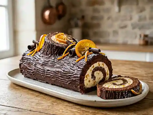 Bûche Fondante Chocolat et Orange Confite - Photo de présentation