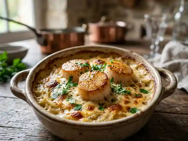 Cassolette de Saint-Jacques au fenouil confit - Photo de présentation