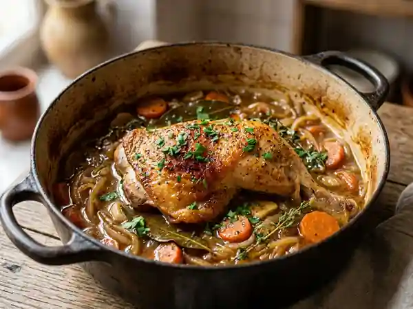 Poulet fondant mijoté à la bière blonde - Photo de présentation