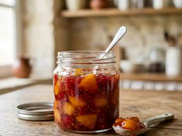Confiture veloutée Pêche et Framboise - Photo de présentation