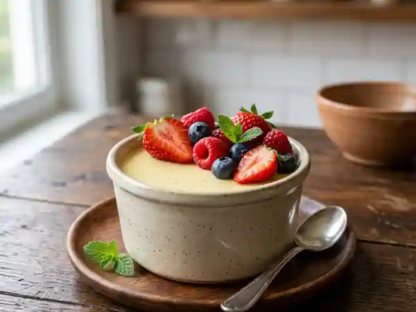 Crème vanillée fondante aux fruits rouges - Photo de présentation