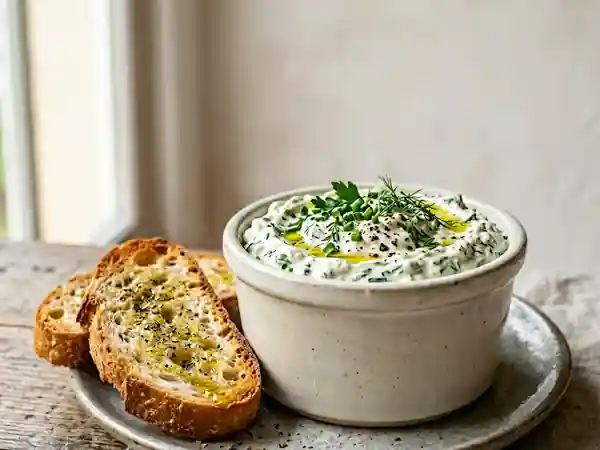 Crème de fromage blanc onctueuse aux herbes - Photo de présentation