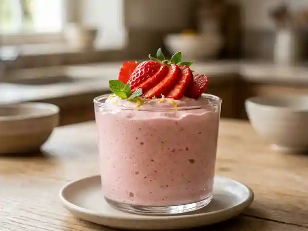 Crème-mousse aux fraises aérienne et fondante - Photo de présentation