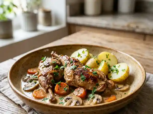 Lapin fondant au Calvados et Crème - Photo de présentation