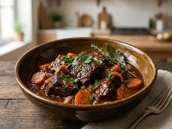 Daube de joue de bœuf fondante au vin rouge - Photo de présentation