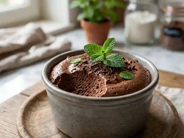 Délicieuse mousse au chocolat noir et fraîche menthe - Photo de présentation