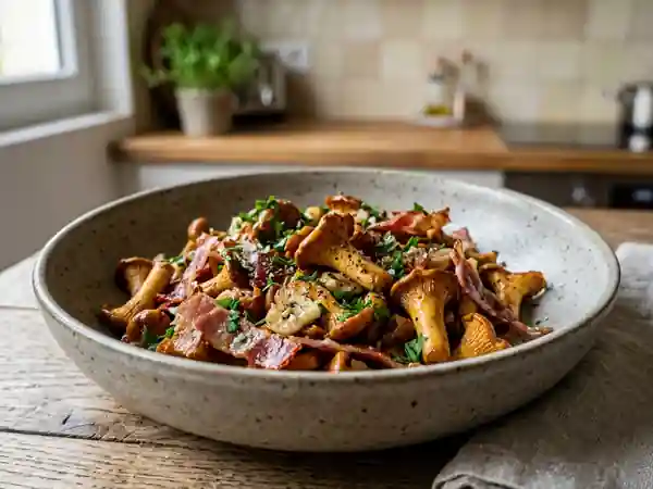 Poêlée de girolles au jambon de pays - Photo de présentation