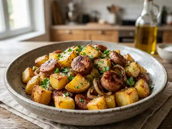 Poêlée campagnarde saucisses et pommes de terre - Photo de présentation