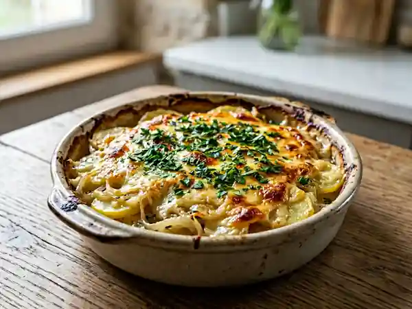 Gratin fondant à la raclette et oignons - Photo de présentation