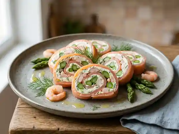 Roulade de saumon, asperges et crème de chèvre - Photo de présentation