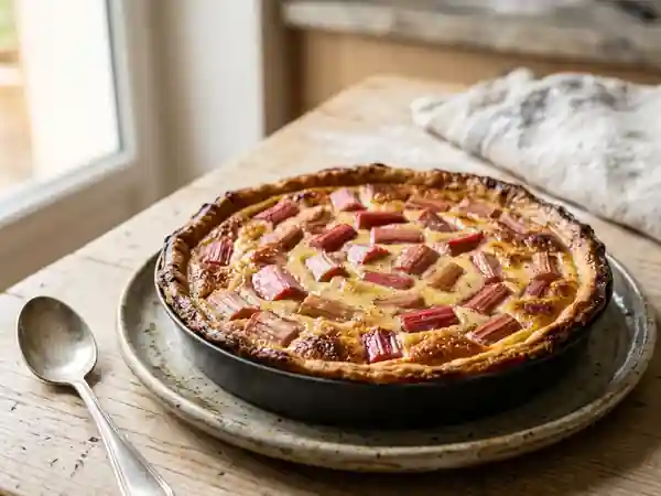 Délicieuse tarte à la rhubarbe et vanille maison - Photo de présentation