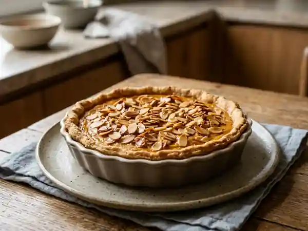 Tarte fondante au potiron et amandes grillées - Photo de présentation