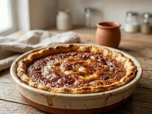 Délicieuse tarte au sucre roux fondante et gourmande - Photo de présentation