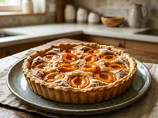 Délicieuse tarte aux abricots et amandes, fondante et gourmande - Photo de présentation