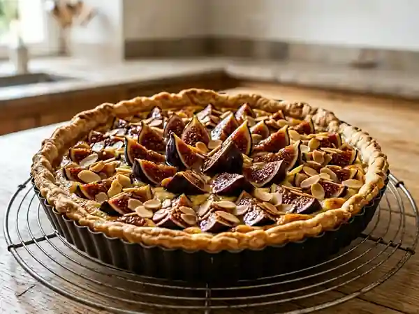 Délicieuse tarte aux figues fraîches et miel - Photo de présentation