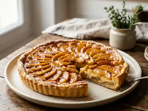 Tarte aux pommes fondante et caramel vanillé - Photo de présentation