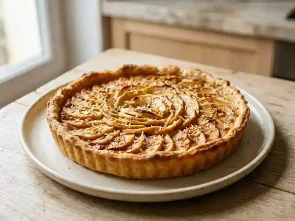 Délicieuse tarte aux pommes et noix de coco maison - Photo de présentation