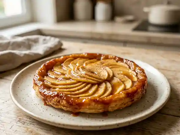 Tarte aux pommes fondante et caramel onctueux - Photo de présentation